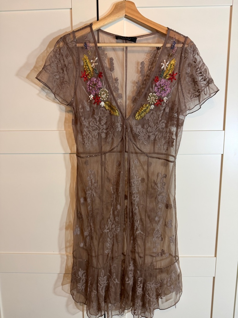 Twin-Set Taupe Mesh Top B4